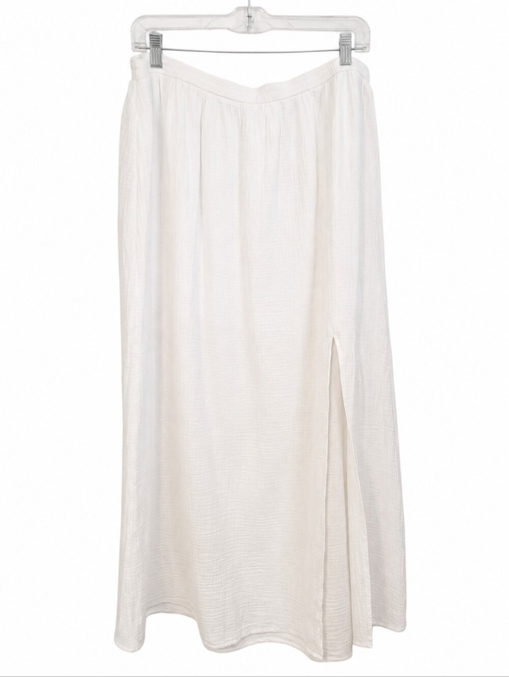 J.Crew Collection Beach Cotton Gauze Midi Skirt White XL Coastal Resort Button